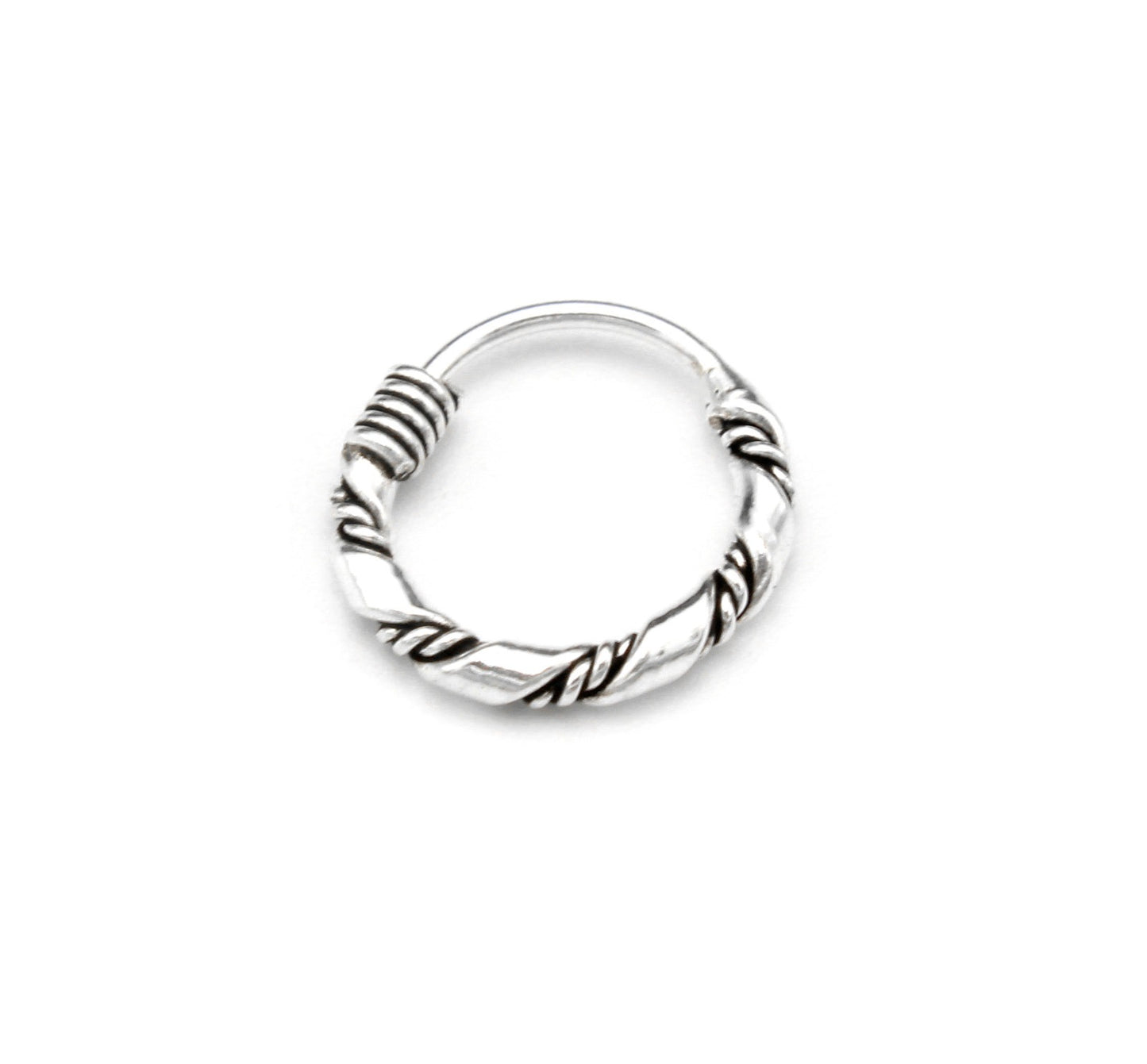 Twisted Nose Ring Oxidised Rope Design