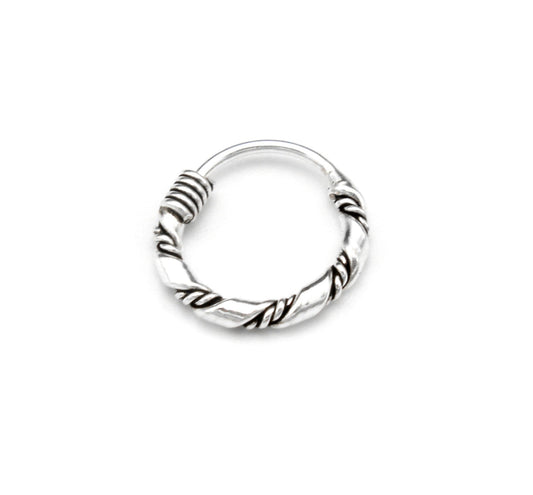 Twisted Nose Ring Oxidised Rope Design