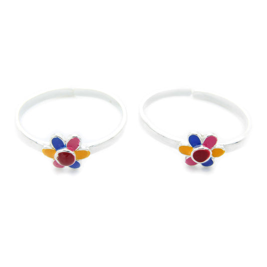 Flower Enamel Design Toe Ring