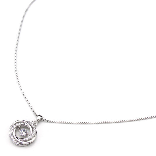 Circle Studded Sterling Silver Pendant with Chain