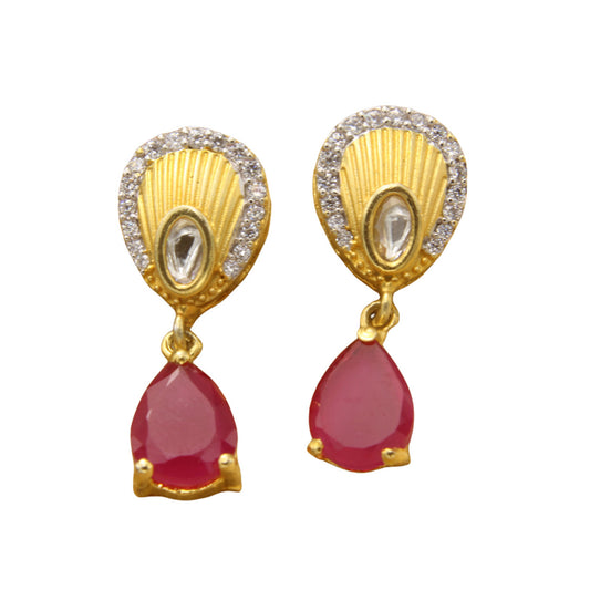 Maroon stone drop earring