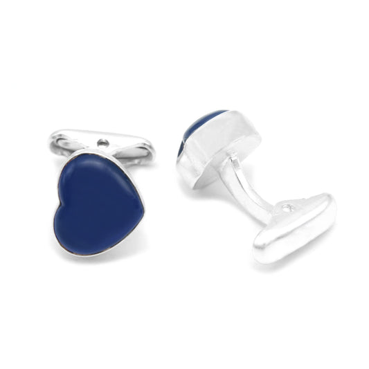 Blue stone heart shape cufflinks