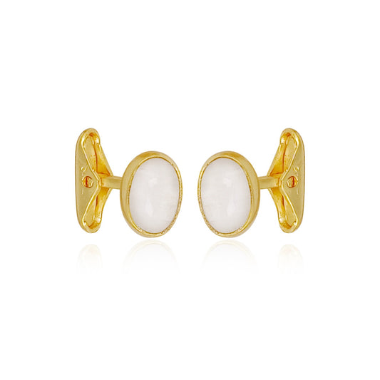 White Oval Shape Cufflinks