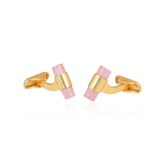 Baby Pink Cylindrical Shape Cufflinks