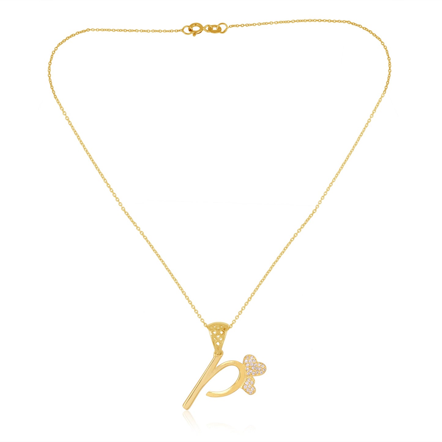 925 Sterling Silver P Alphabet Pendant For Girls And Women