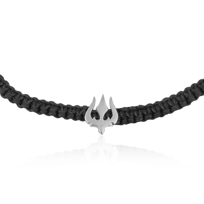 925 Sterling Silver Trishul Bracelet in Black Thread