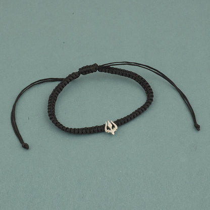 925 Sterling Silver Trishul Bracelet in Black Thread