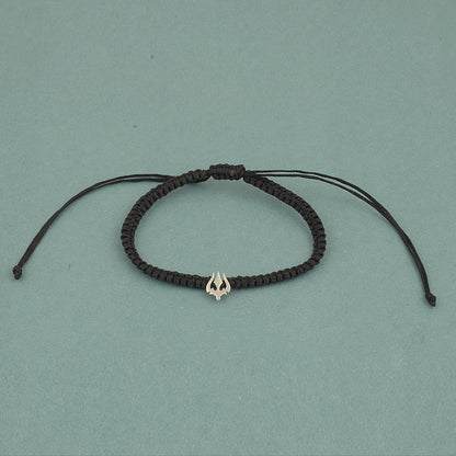 925 Sterling Silver Trishul Bracelet in Black Thread