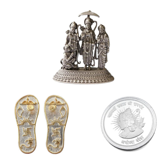 Lord Ram Charan Paduka | Oxidized Ram Darbar Idol | Ram Coin