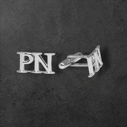 LBV 925 Sterling Silver Initial Letter Cufflinks for Men