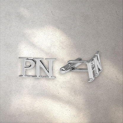LBV 925 Sterling Silver Initial Letter Cufflinks for Men