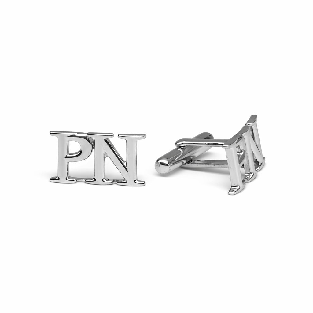 LBV 925 Sterling Silver Initial Letter Cufflinks for Men