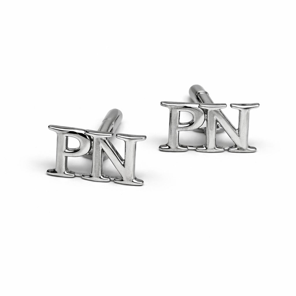 LBV 925 Sterling Silver Initial Letter Cufflinks for Men