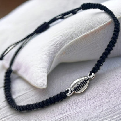 925 Sterling Silver Shank Design Bracelet in Black Thread For Girls and Women
