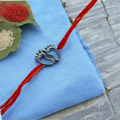 Silver Plated Baby Feet RAkhi for brother