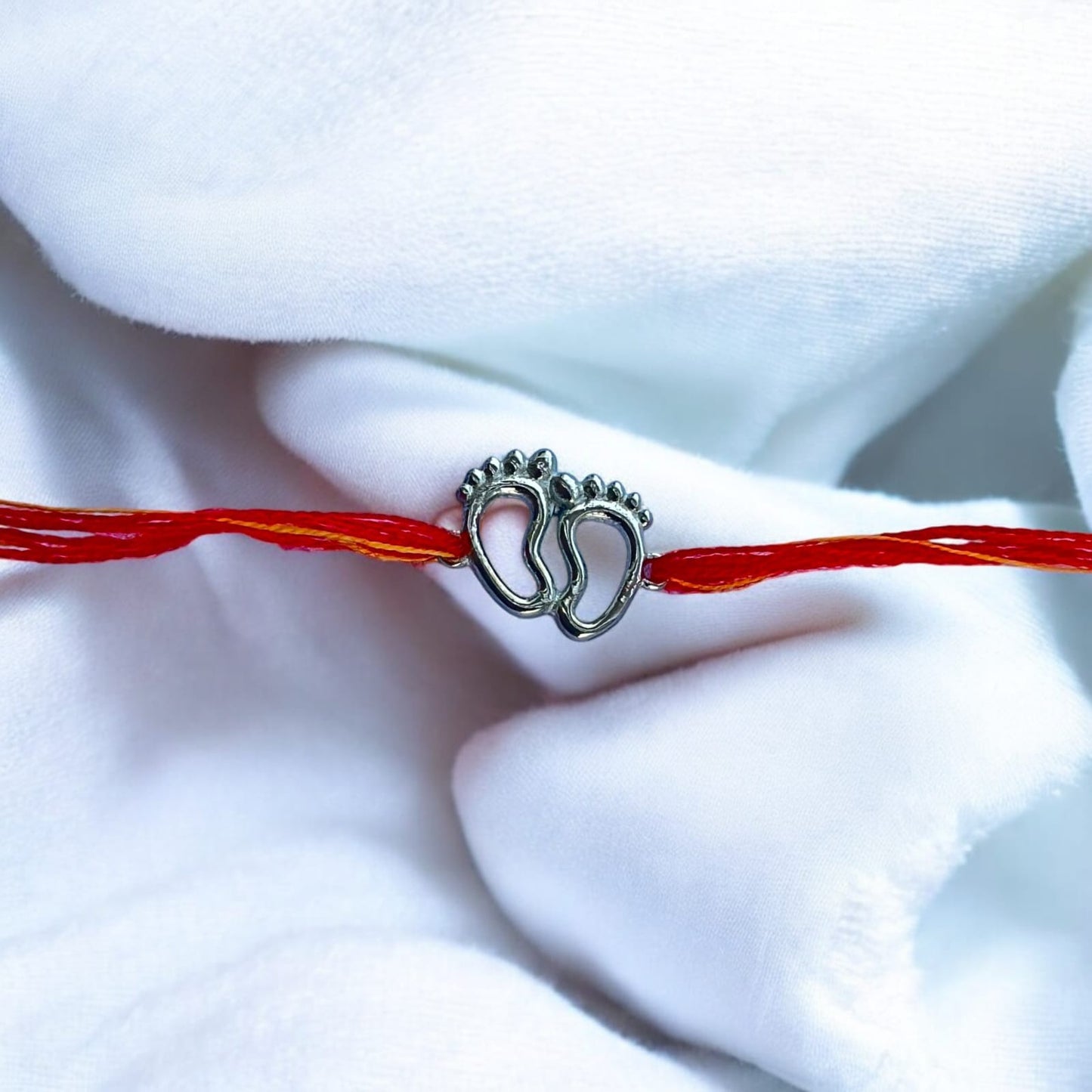 Silver Plated Baby Feet RAkhi for brother