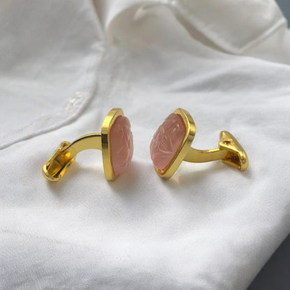 LBV Premium Pink Stone Cufflinks for Men