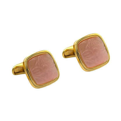 LBV Premium Pink Stone Cufflinks for Men