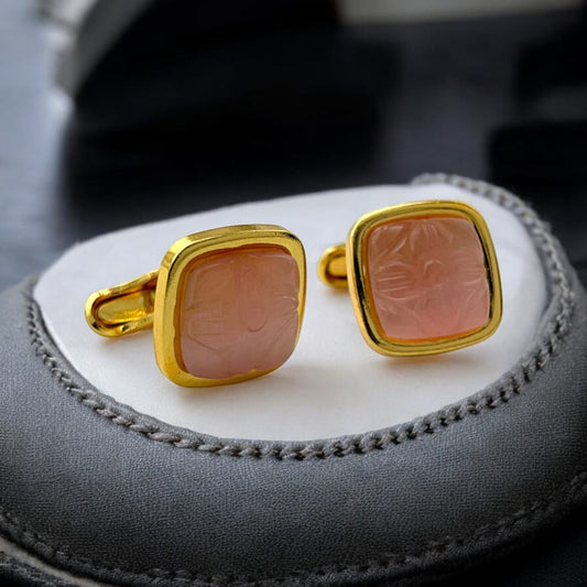 LBV Premium Pink Stone Cufflinks for Men