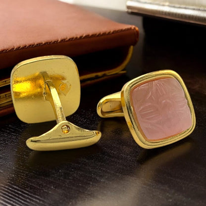 LBV Premium Pink Stone Cufflinks for Men