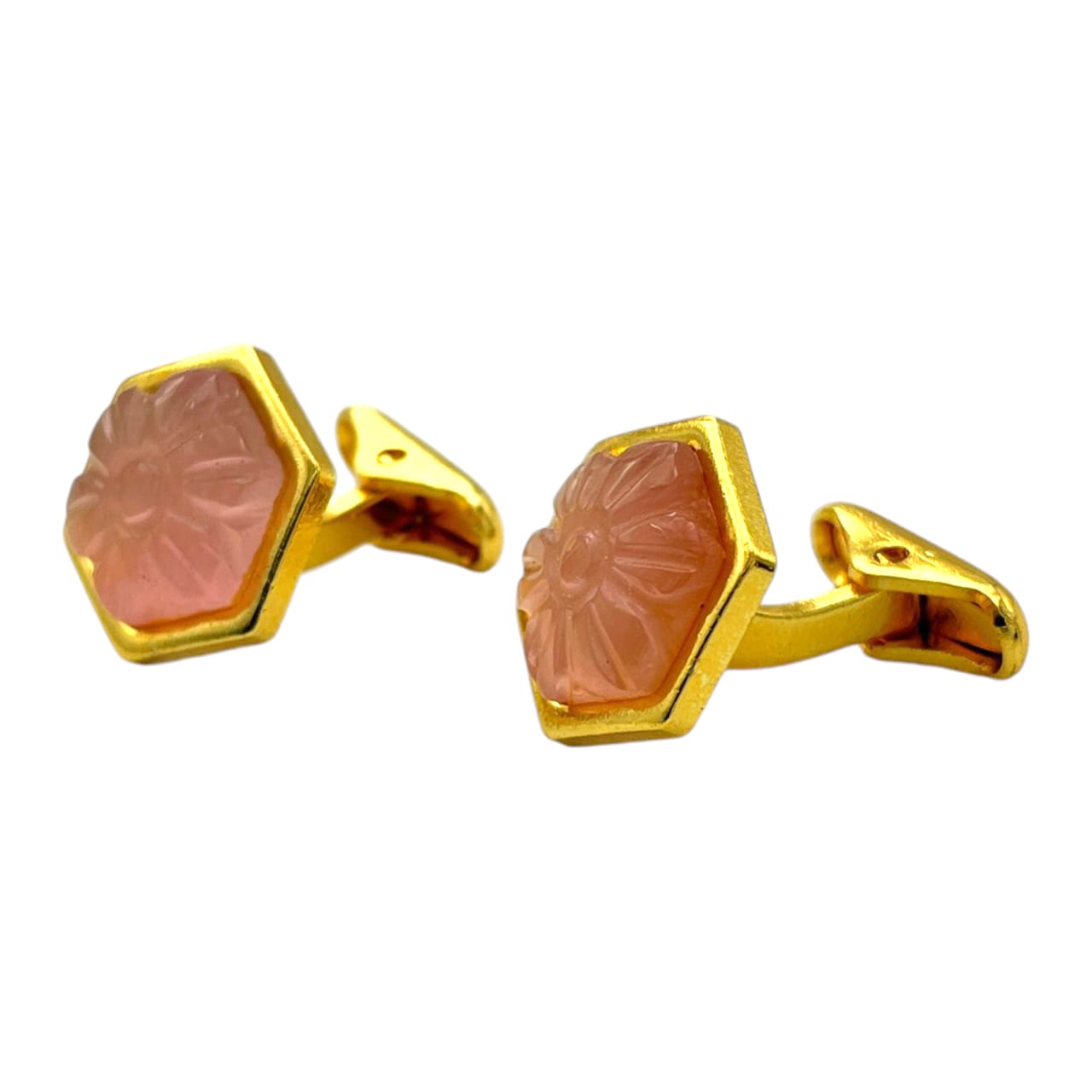 LBV 24K Gold Plated Rose Quartz Cufflinks