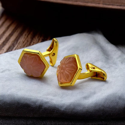LBV 24K Gold Plated Rose Quartz Cufflinks