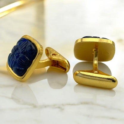 LBV 24K Gold Plated Blue Sapphire Cufflinks