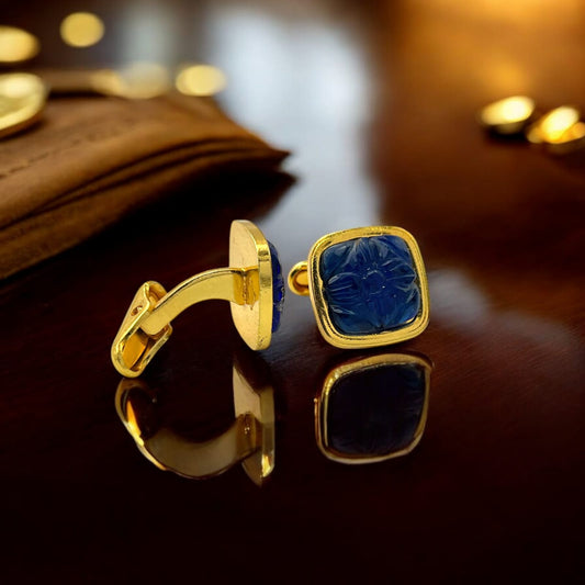 LBV 24K Gold Plated Blue Sapphire Cufflinks