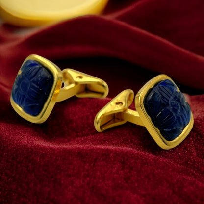 LBV 24K Gold Plated Blue Sapphire Cufflinks