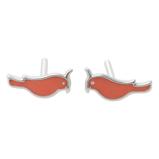 Neon Orange Parrot Earrings For Kids Girls
