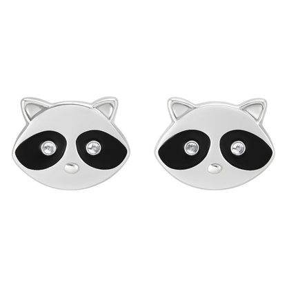 Black Eyes Raccoon Face Earring For Kids Girls