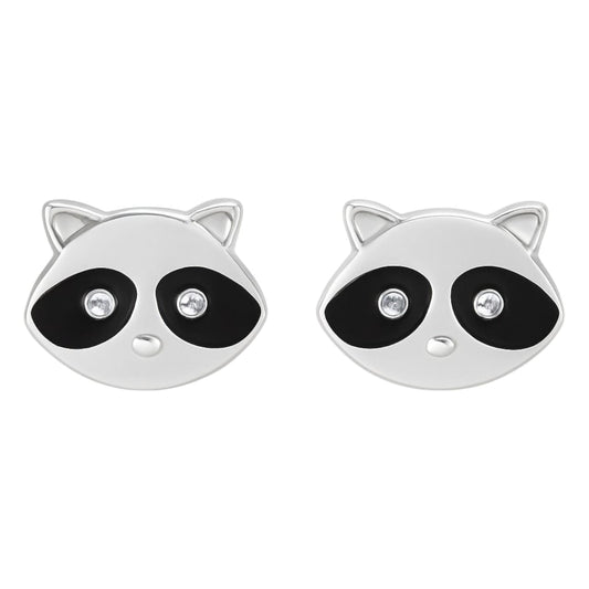 Black Eyes Raccoon Face Earring For Kids Girls