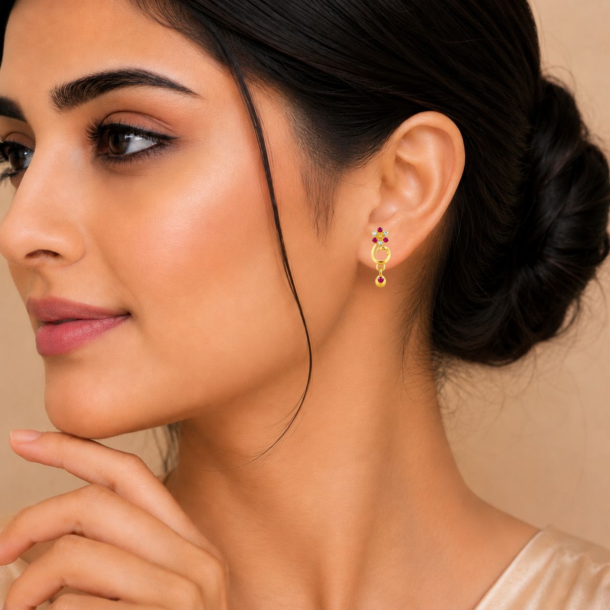 Gold Plated Spiral Design Drop Earring
