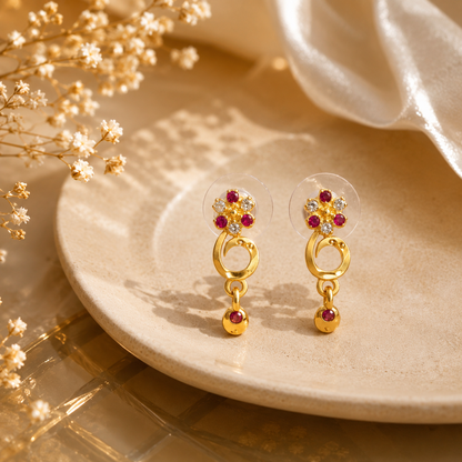 Gold Plated Spiral Design Drop Earring
