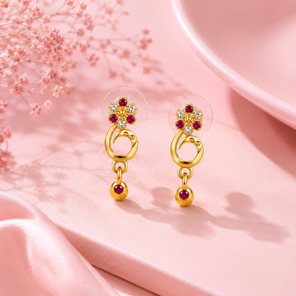 Gold Plated Spiral Design Drop Earring