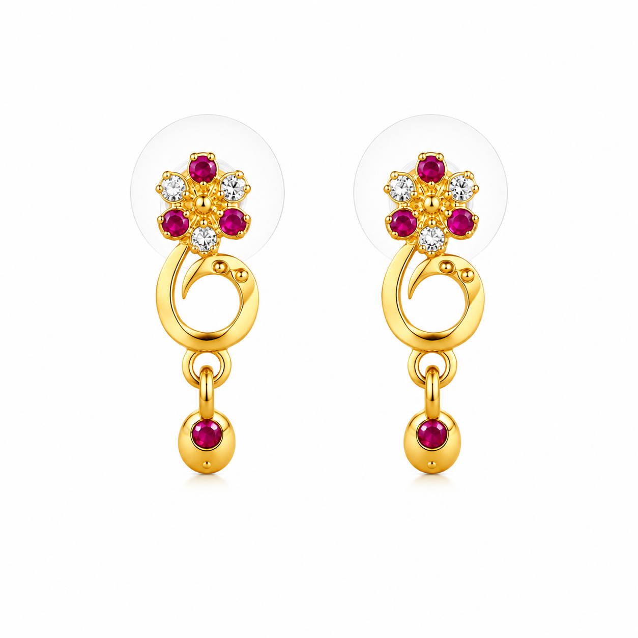 Gold Plated Spiral Design Drop Earring