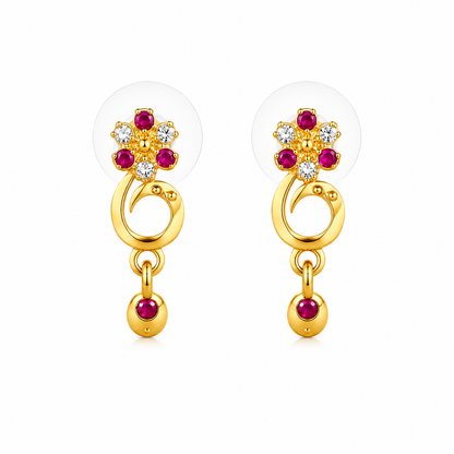 Gold Plated Spiral Design Drop Earring
