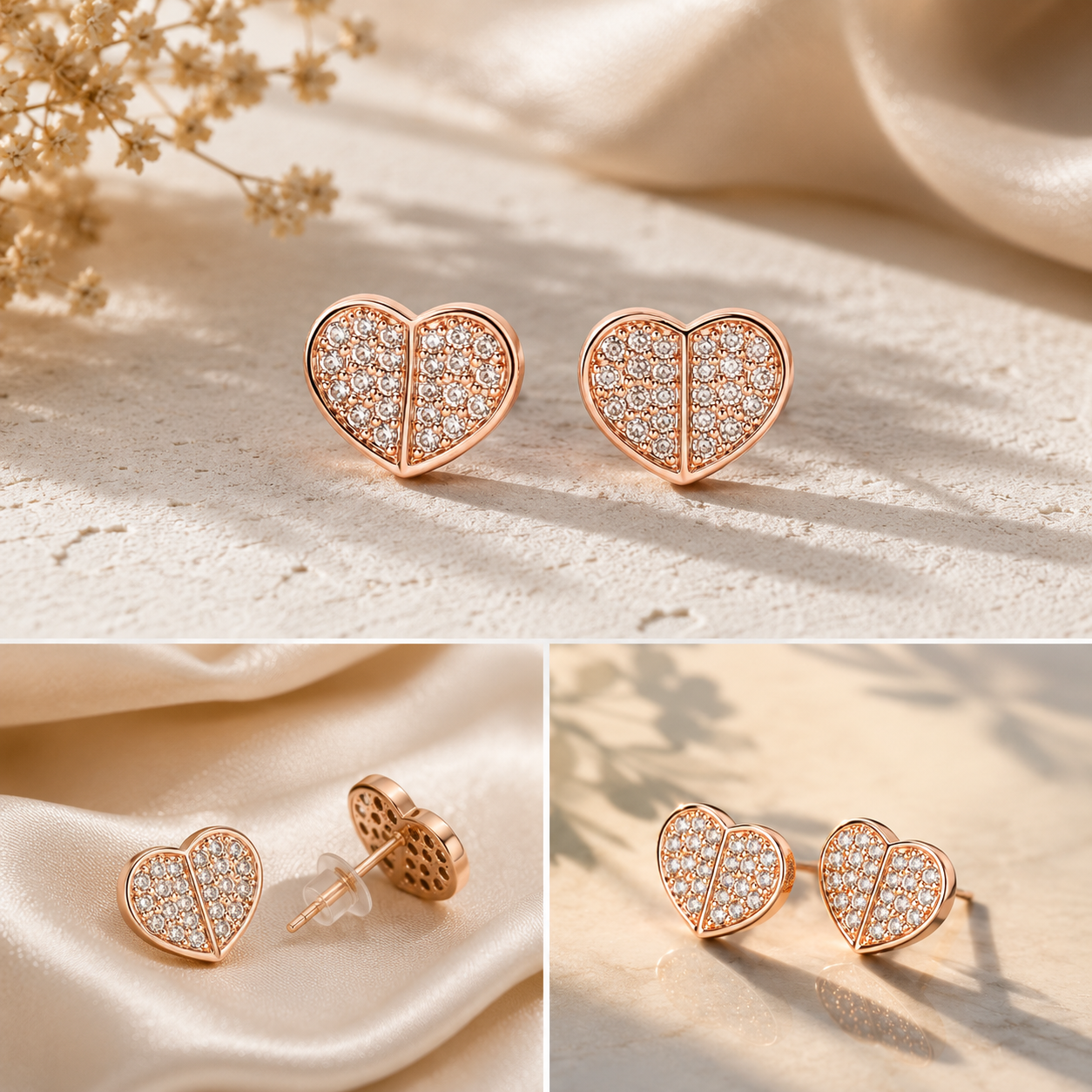 Heart Shape Rose Gold Plated Earring