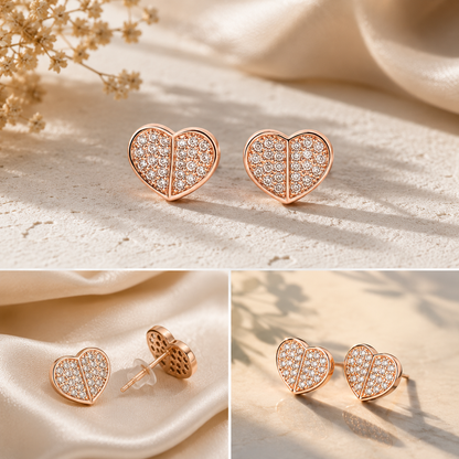 Heart Shape Rose Gold Plated Earring