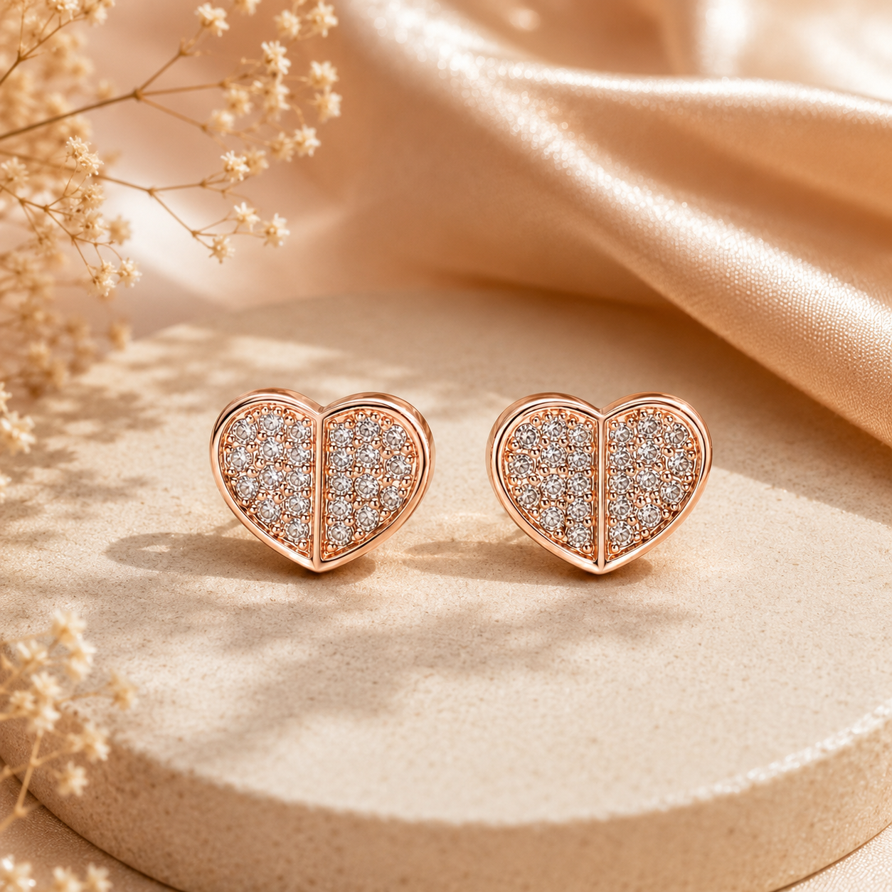 Heart Shape Rose Gold Plated Earring