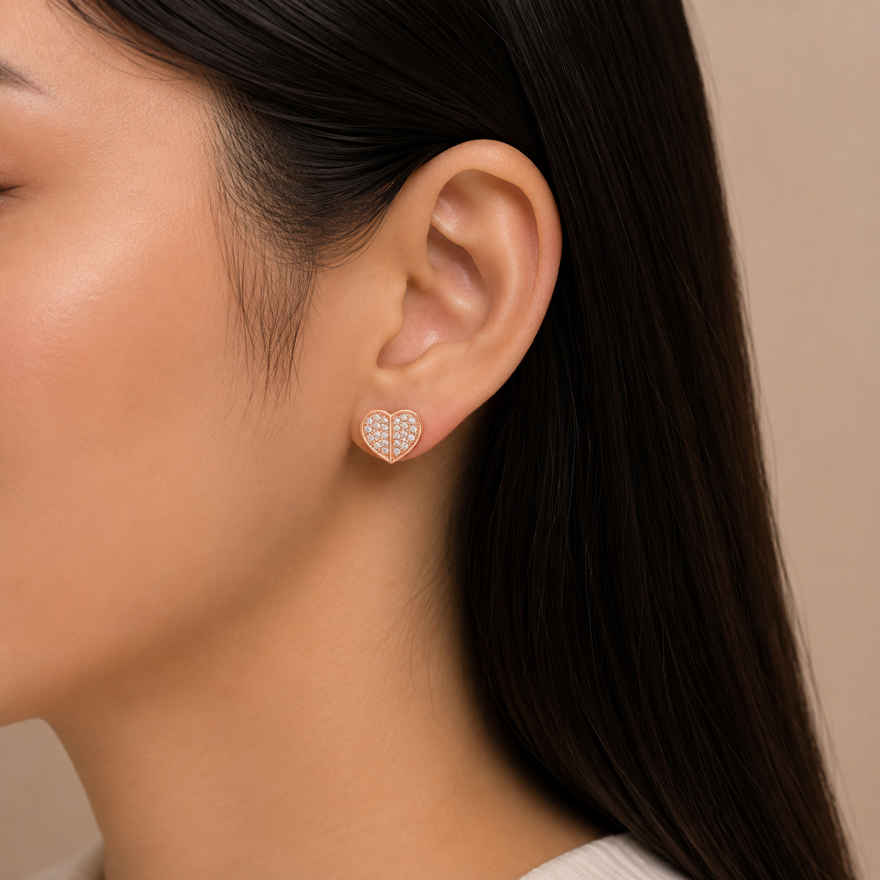 Heart Shape Rose Gold Plated Earring
