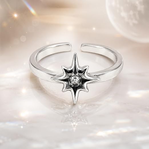 SIlver plated Celestial Star Adjustable Ring for Women & Girls