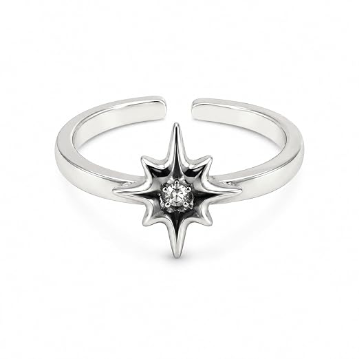SIlver plated Celestial Star Adjustable Ring for Women & Girls