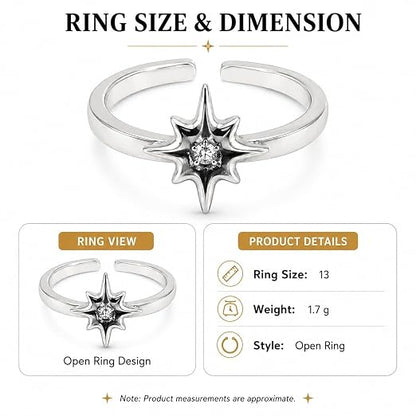 SIlver plated Celestial Star Adjustable Ring for Women & Girls