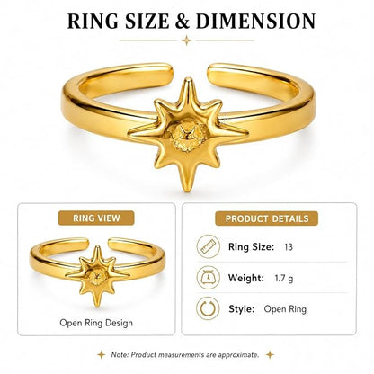 Celestial Star Adjustable Ring for Women & Girls