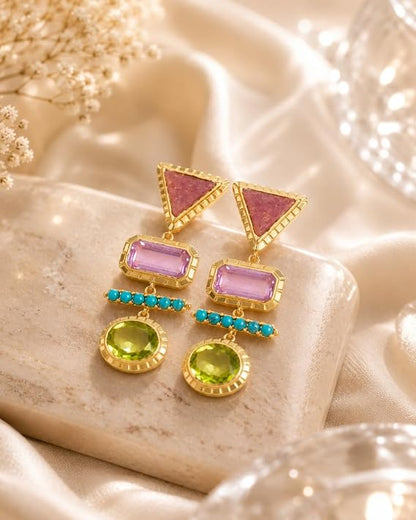 Multicolour Geometric Drop Earrings for Women & Girls