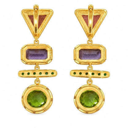 Multicolour Geometric Drop Earrings for Women & Girls