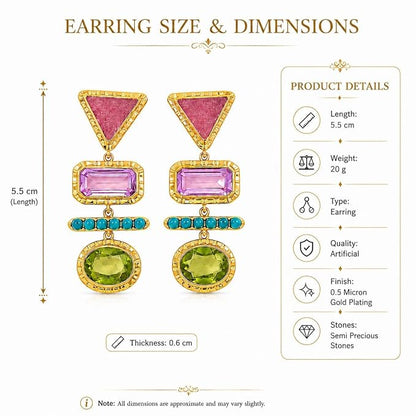 Multicolour Geometric Drop Earrings for Women & Girls