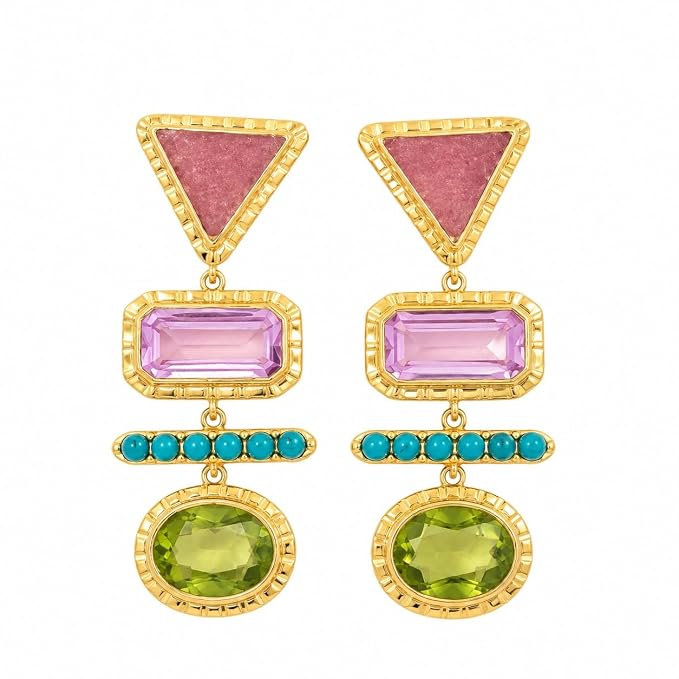 Multicolour Geometric Drop Earrings for Women & Girls
