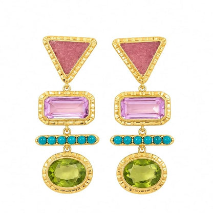 Multicolour Geometric Drop Earrings for Women & Girls